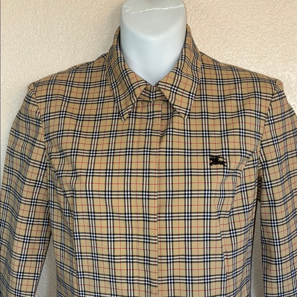 BURBERRY LONDON Blue Label dress black tan Classic plaid button down. VTG 38 EUC - Picture 6 of 17